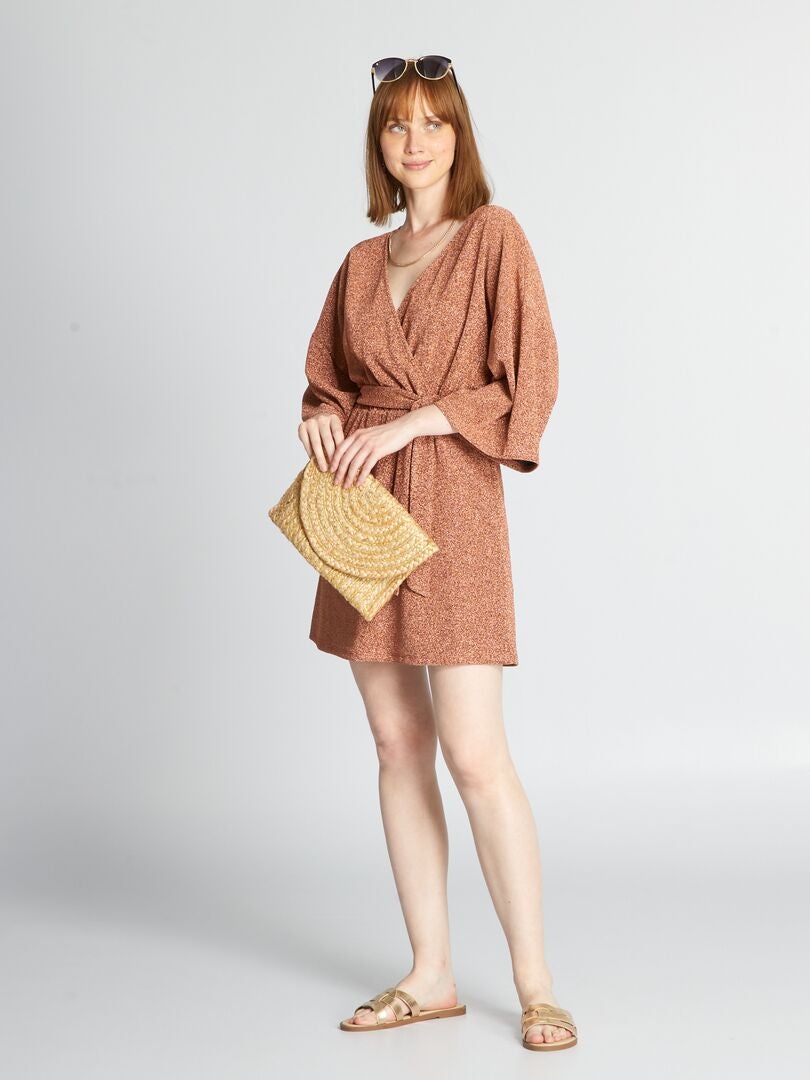 Vestido curto de malha iridescente - BEGE