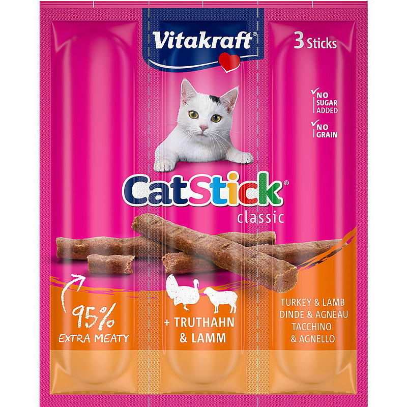 Vitakraft Kattpinnar 3-pack, kalkon/lamm