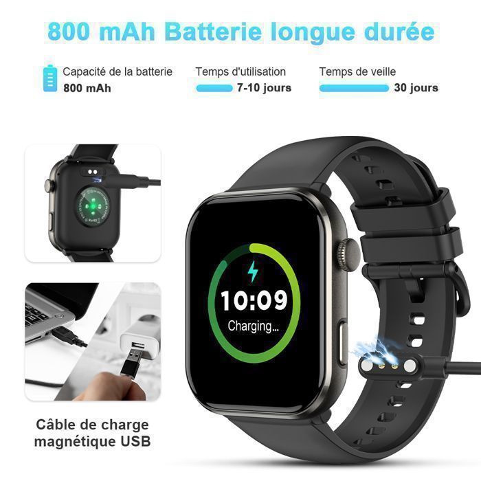 Montre Connectée Homme Appel Bluetooth,1.96