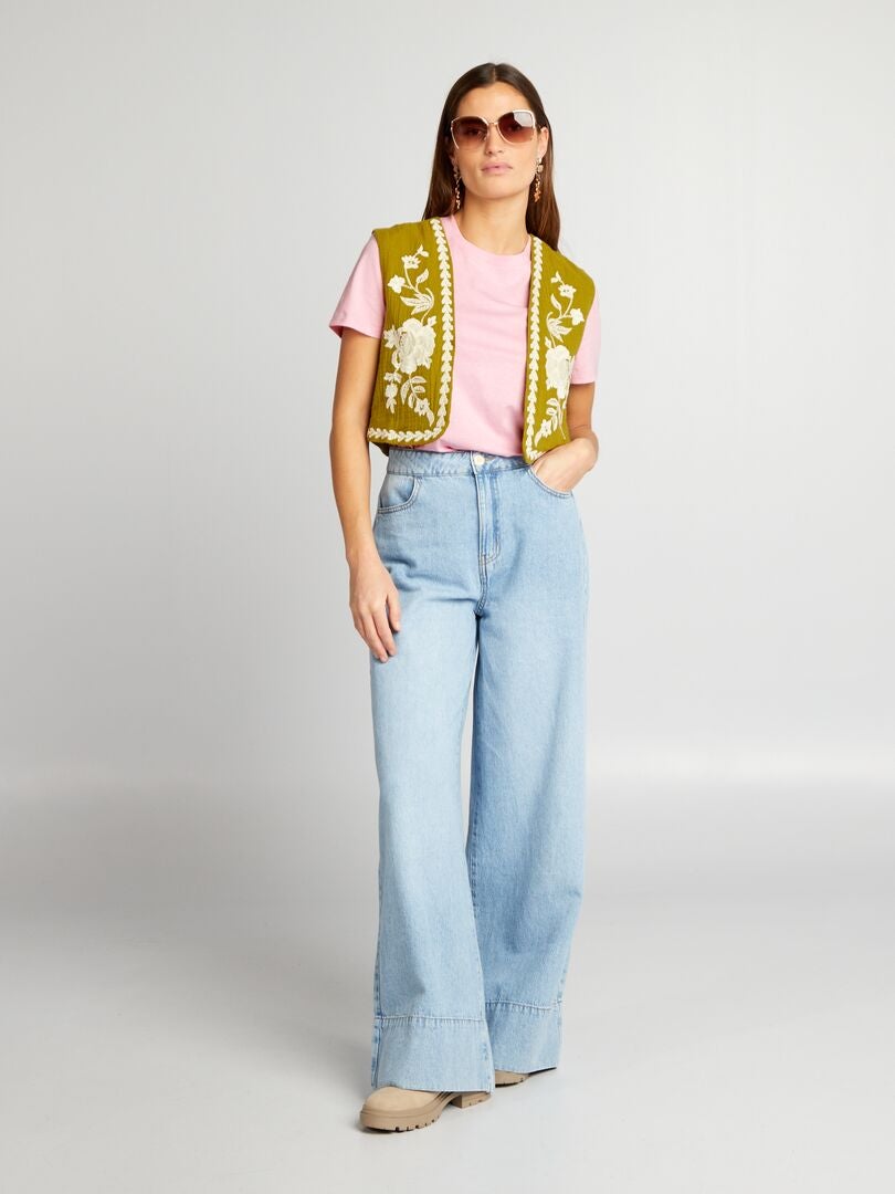 Camiseta lisa de punto - rosa pálido