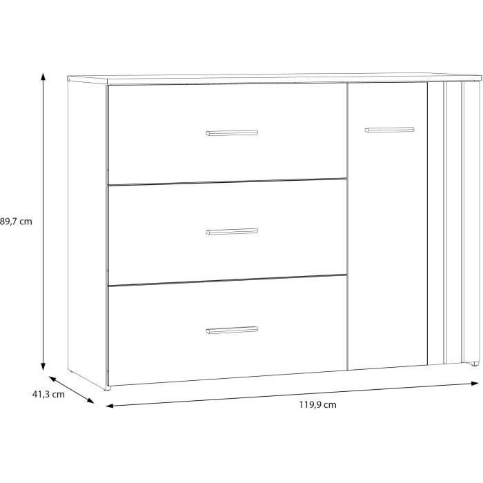 Commode WAIKATO 3 Tiroirs - Décor Cachemire - L120 x P41x H90 cm