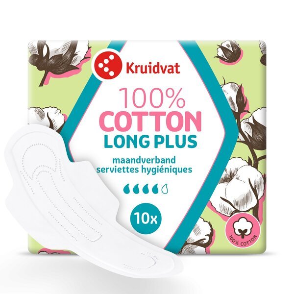 Kruidvat 100% памучни Long Plus Ultra хигијенски улошци<br>10 комада