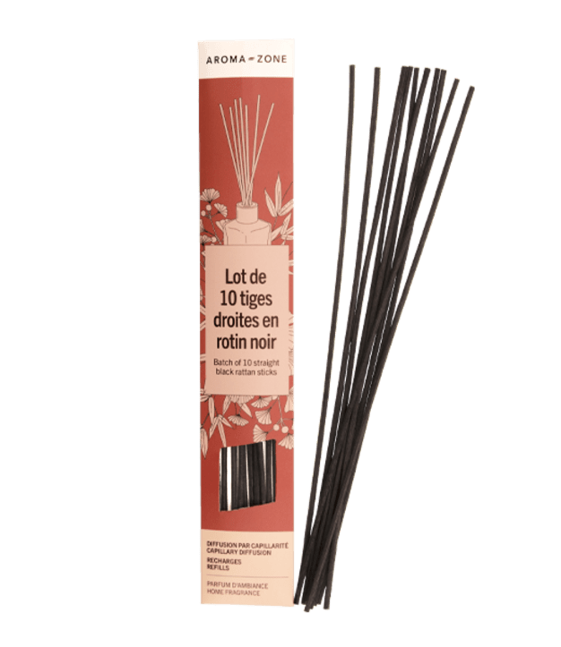 Tiges droites en rotin noir (lot de 10)