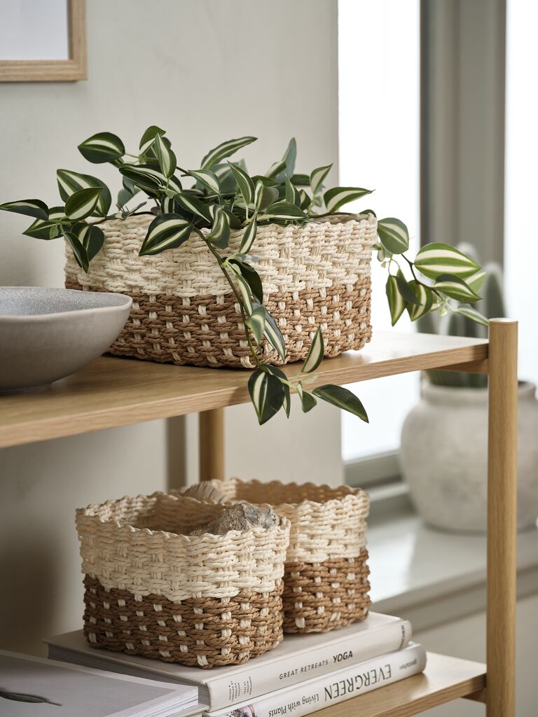RASMUSSEN krepšelių komplektas, P19/12xI26/18xA12cm, 3 vnt., natūralios spalvos