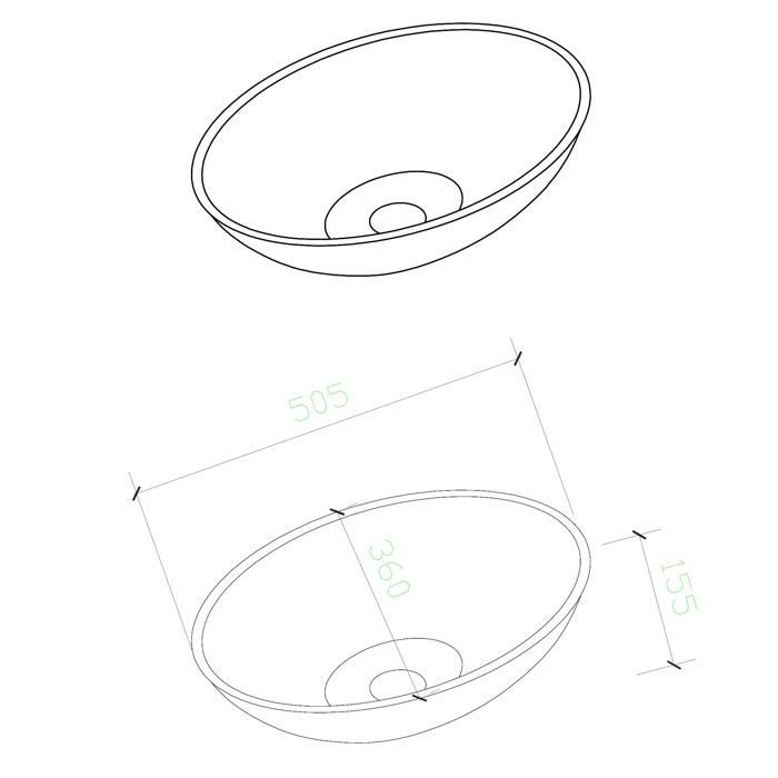 Mai & Mai Lavabo à Poser en Verre Lave-Mains Vasque Ovale à Poser Lavabo Gris pour Salle de Bain WC d'Invités 50,5x36x15,5 cm Min05
