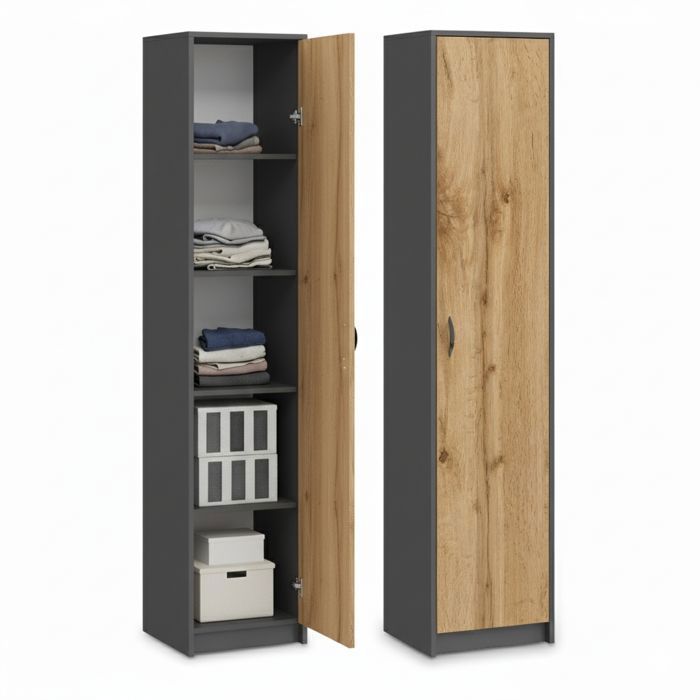 Mobile contenitore a 1 anta - 40x35x180 cm - Mobile per ufficio/camera da letto a 4 ripiani - Unità di stoccaggio multiuso - Wotan