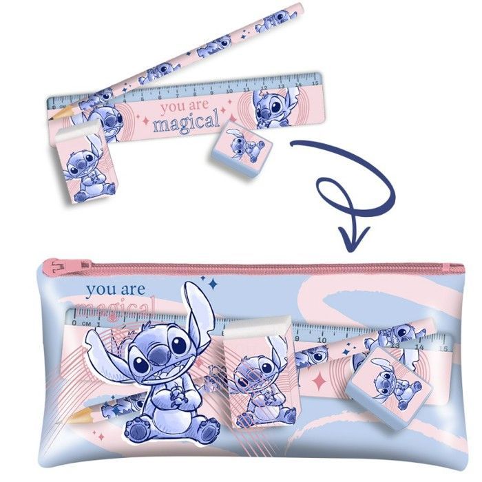 Estojo infantil - Disney - Lilo & Stitch - Multicolorido - 9,5 x 19 cm - Com zíper