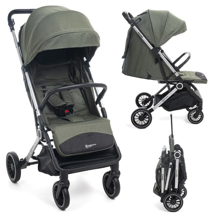 Bebelissimo - Passeggino ultracompatto - Leggero - Chiusura con una mano - Manubrio tipo valigia - Lioni - Verde