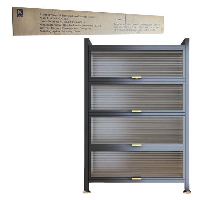 K IKIDO keukendressoir, opbergkast, 5 planken, zichtbare deur, 60L x 32B x 144H cm, grijs