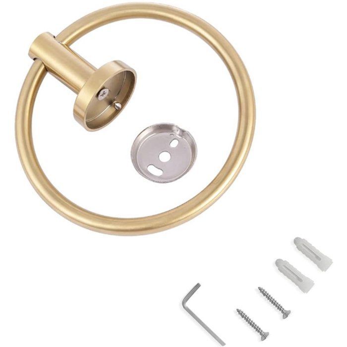 Towel ring - Towel holder - Ø 14 cm - Brushed gold - Round - Stainless steel - Bathroom accessory -