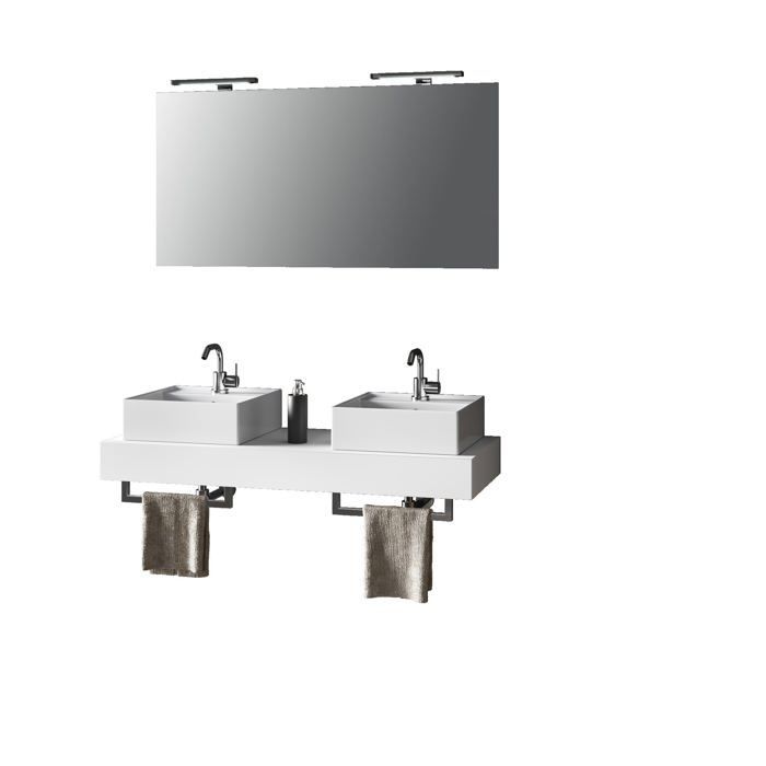 Ensemble de salle de bain double vasque 8 pièces ASTRA blanc