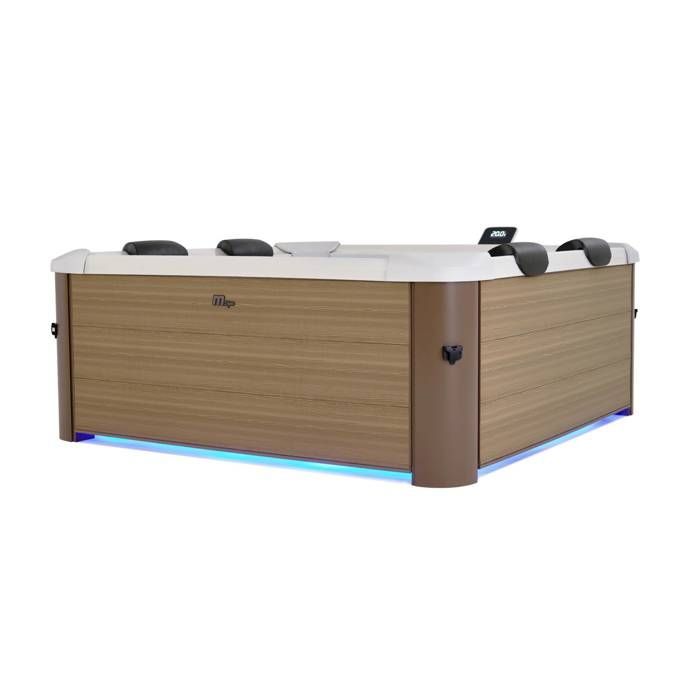 OSLO AMBER 6-person rigid square beige spa with hydromassage and 4 cushions