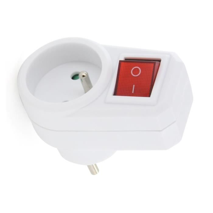 Tomada com interruptor - CHACON - Fácil - Branca - 1 tomada - Para uso interno