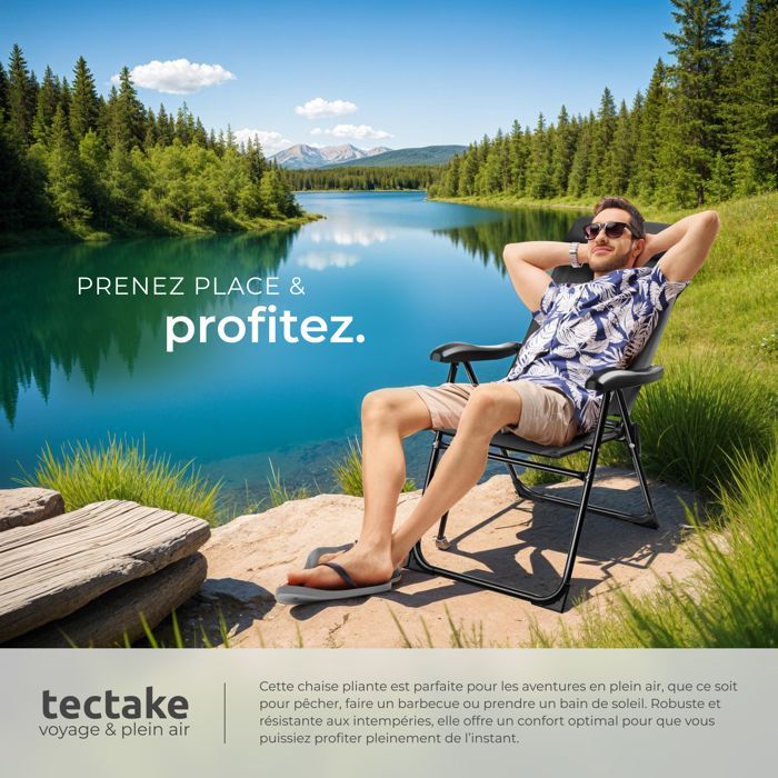 Silla de camping - TECTAKE - Juego de 4 sillas plegables MÜRITZ en tejido textilene, 57 x 65 x 112 cm, estructura de acero.