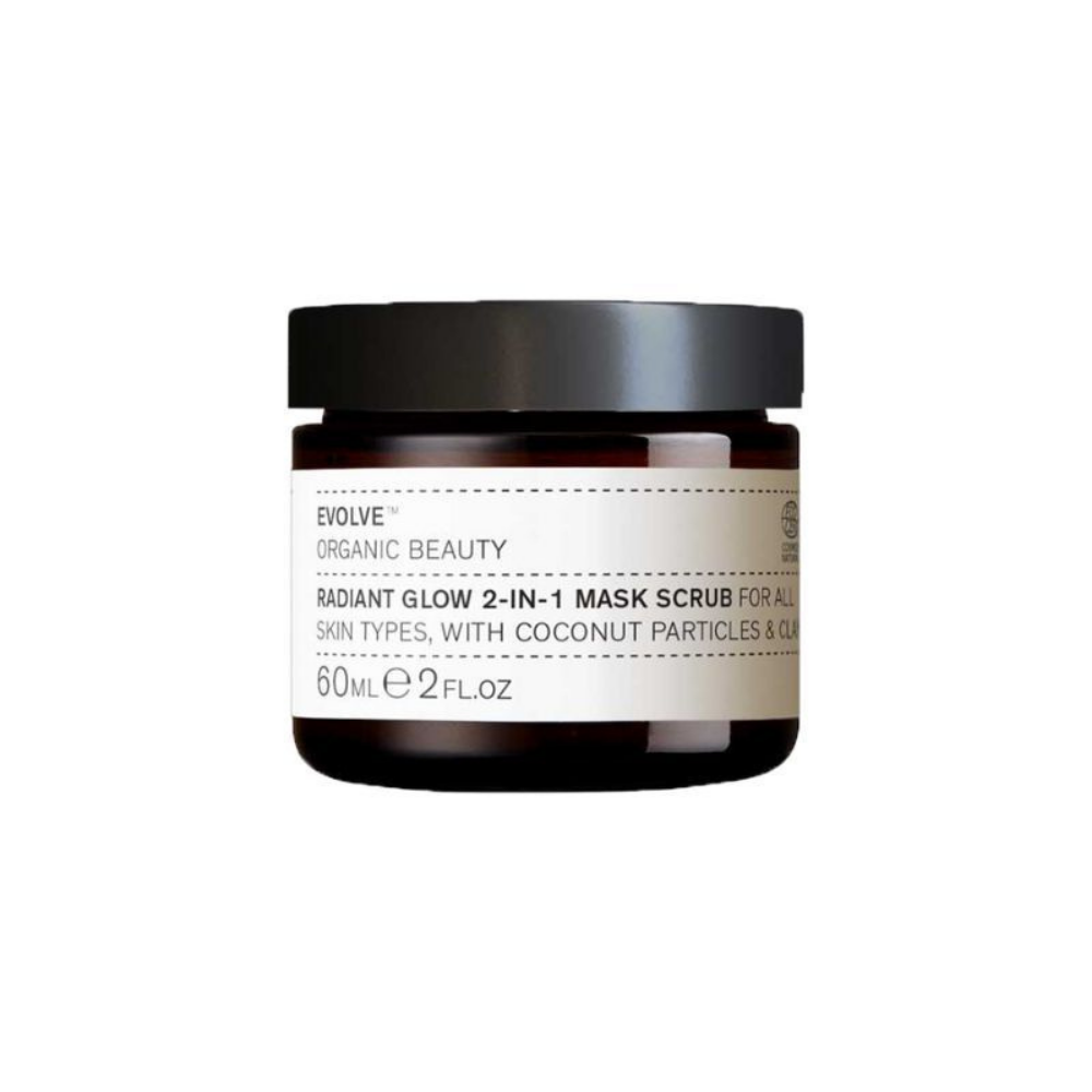 Maschera scrub 2 in 1 Radiant Glow di Evolve Organic Beauty