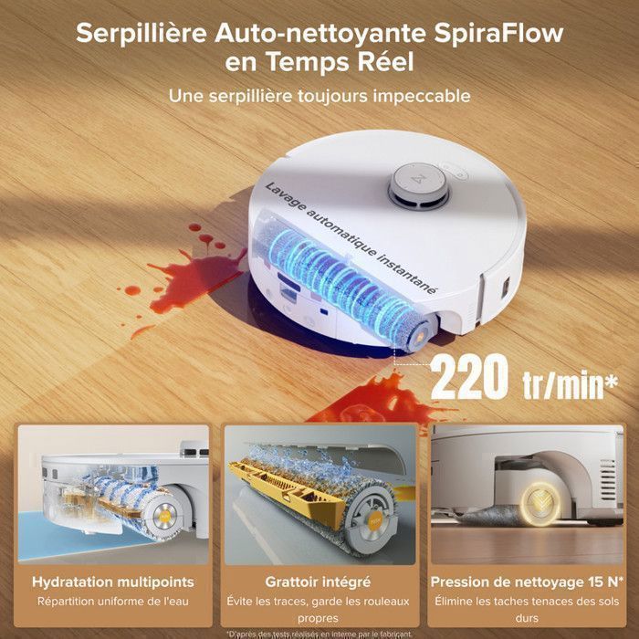 Roborock Qrevo Curv 2 Flow Robô Aspirador e Mop com Base de Carregamento, Sucção de 20000Pa, Limpeza com Água Morna a 75°C, Antiemaranhamento
