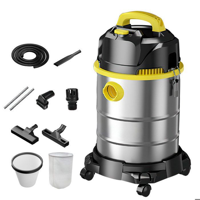 Aspirapolvere senza sacco 3000W - 30L - Aspirazione/Umidificazione/Asciugatura capelli - Potenza di aspirazione 23 kPa - Acciaio inossidabile - Silenzioso