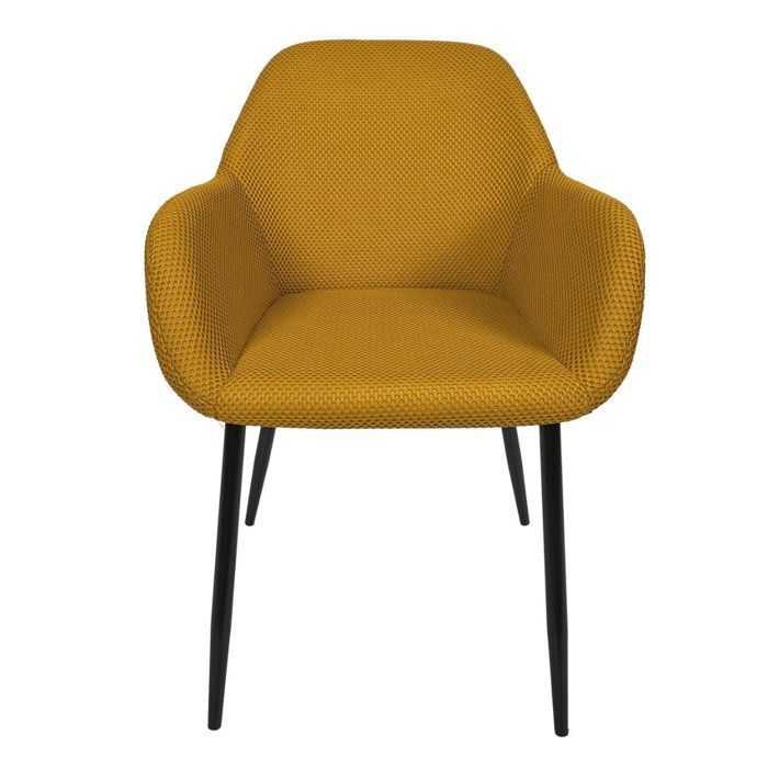 Set di 4 sedie da pranzo gialle in tessuto a rete con texture 3D - ELECTRON