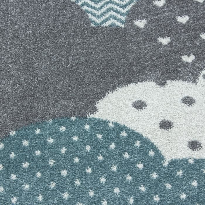 Tapis d'enfant - Nuage - Multicolore gris bleu - 120 cm - Poils courts - Intérieur
