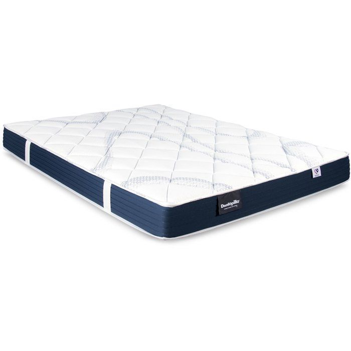 Conjunto de colchón y base de cama Dunlopillo de 140x190 cm - 18 cm de altura - Espuma aireada - Soporte firme - Fabricado en Francia