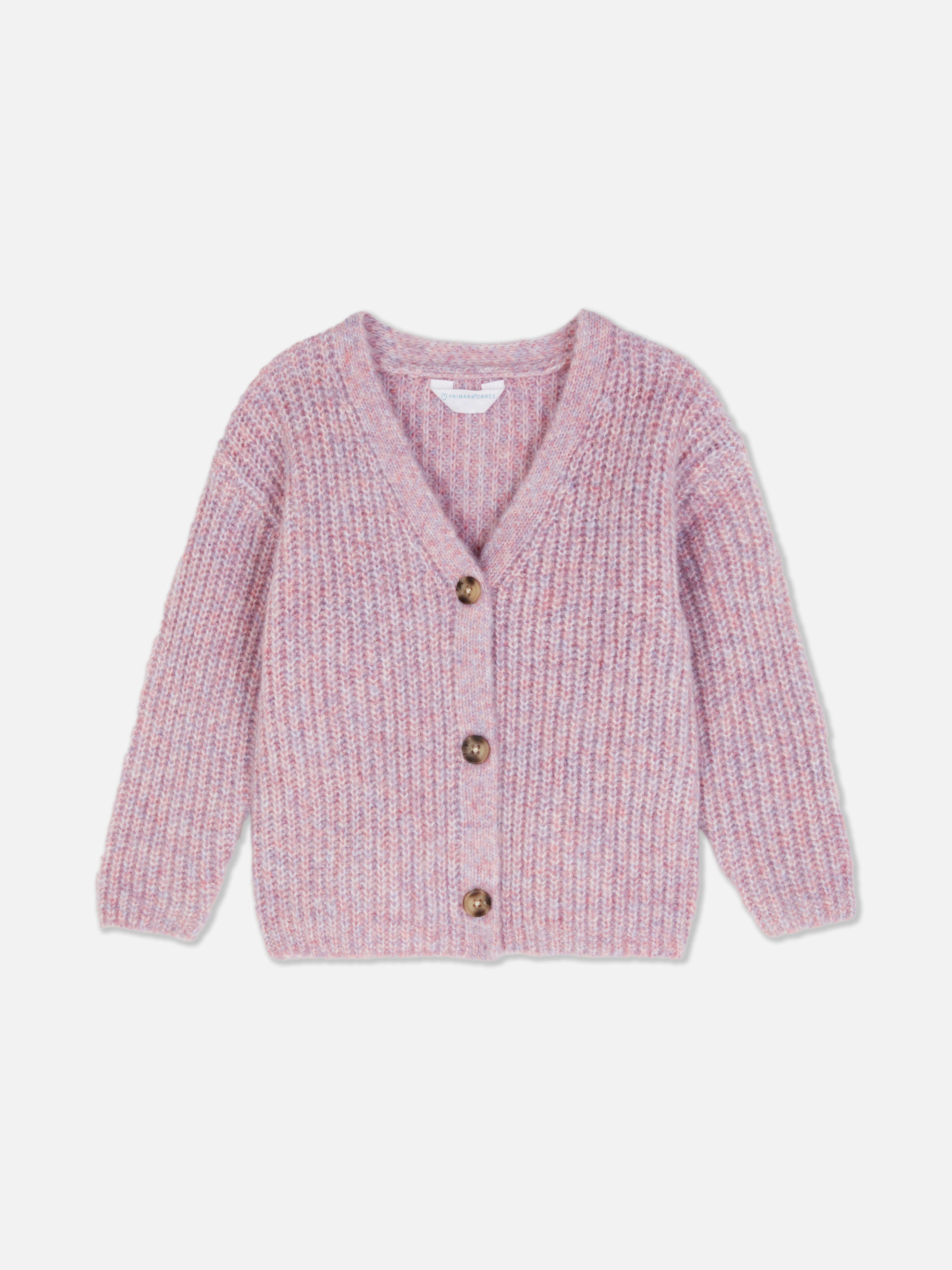 Knitted cardigan with buttons A knitted cardigan with a V-neck and button closure at the front