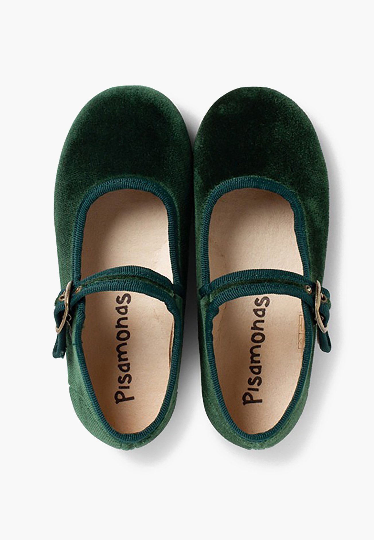 Pisamonas Samt-Babyschuhe mit Schnalle – Grün