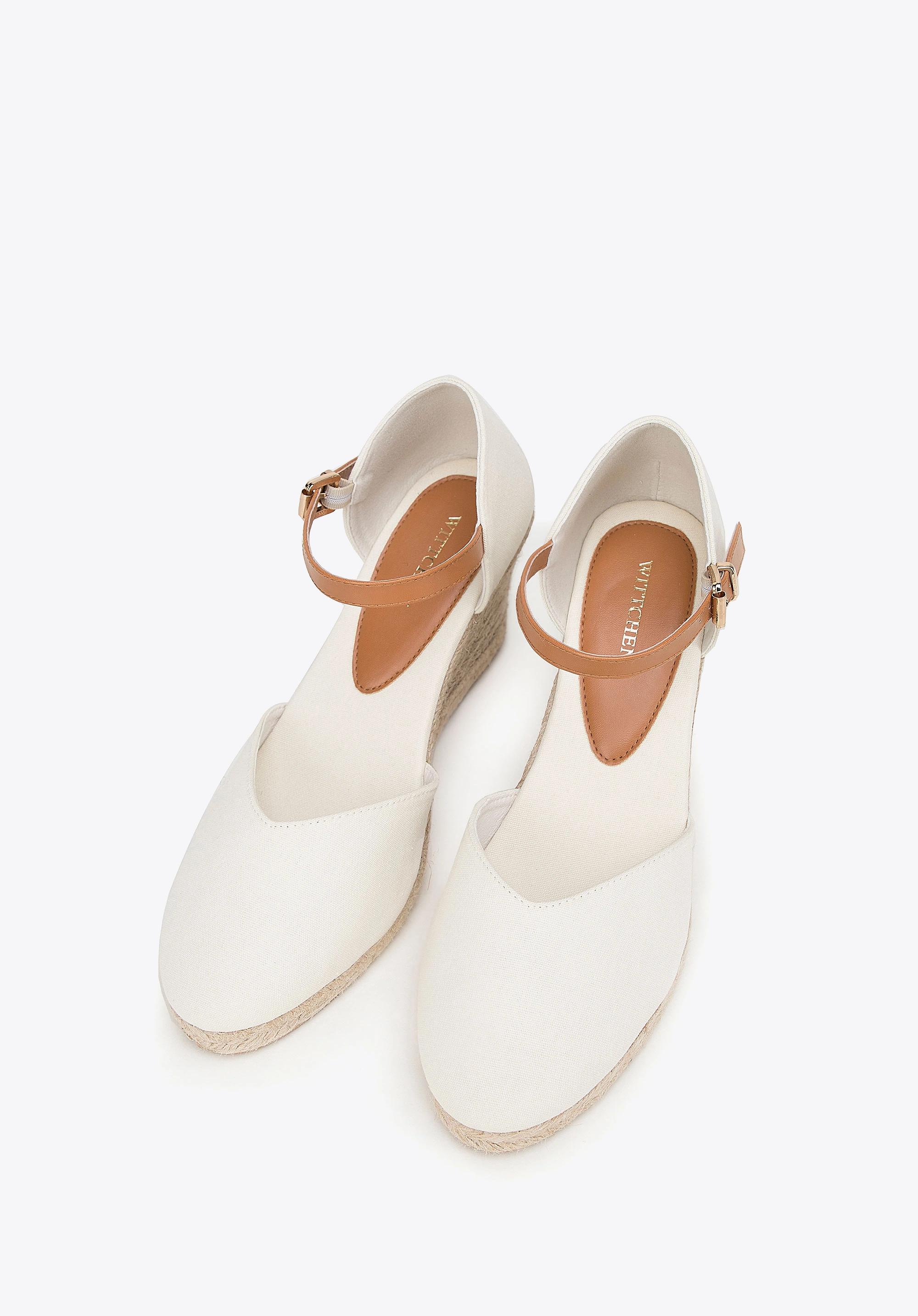 Damskie espadryle z paskiemKolor: kremowy
