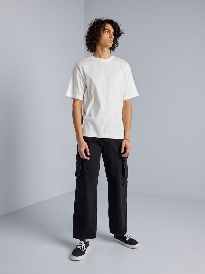 Camiseta de algodón de cuello redondo - BLANCA