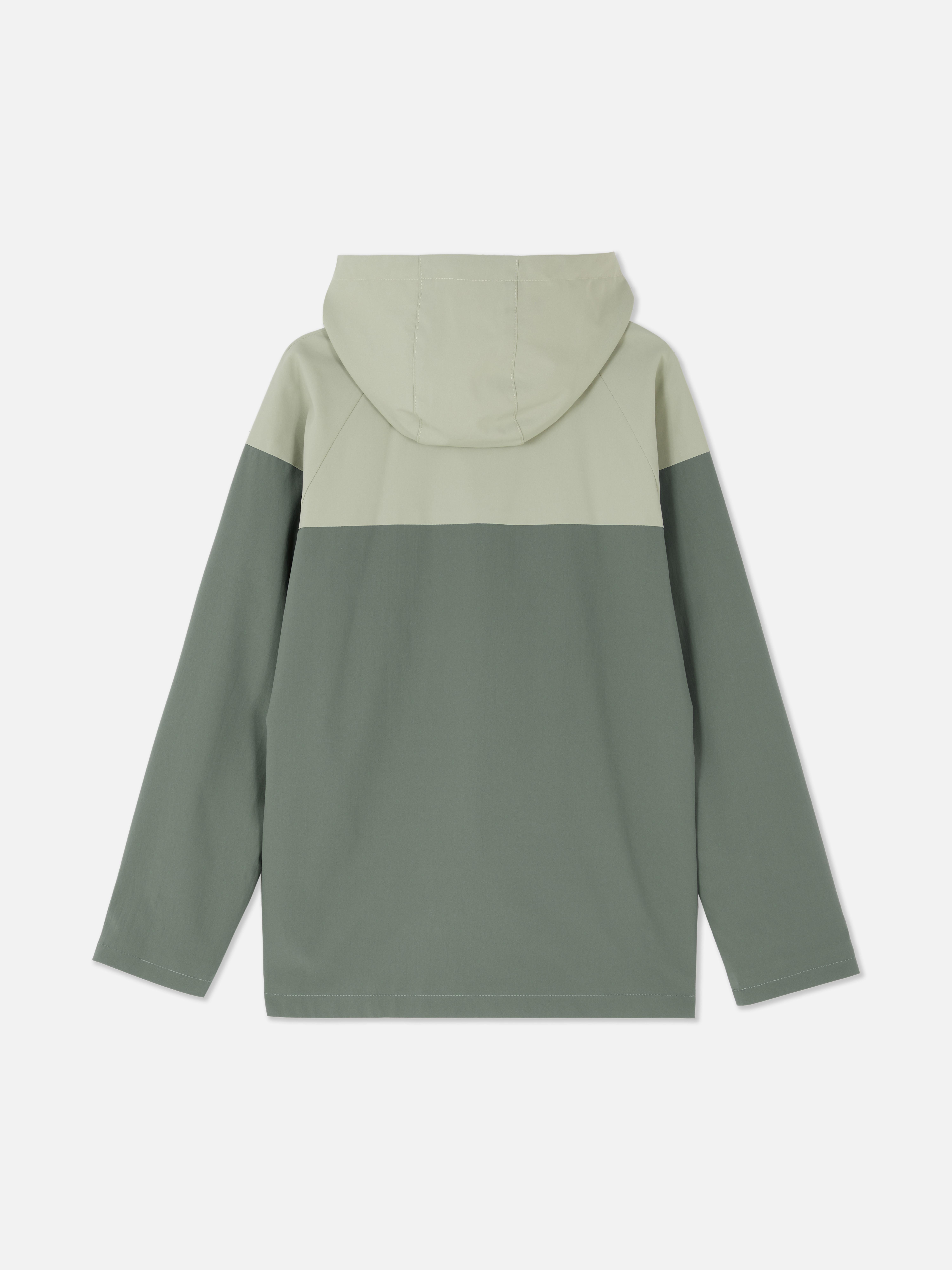 Jachetă sport color-block O jachetă sport cu glugă și fermoar frontal
