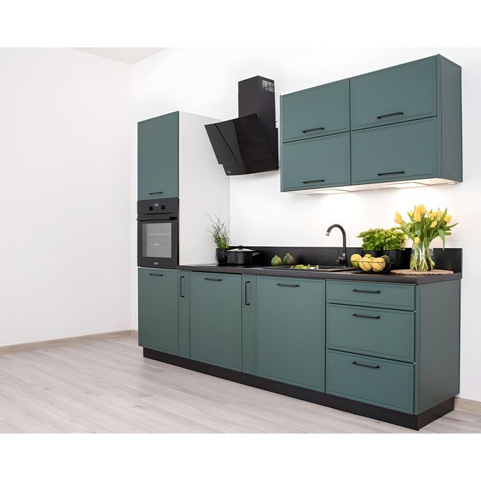 Cocina verde completa con espacio para horno empotrado, 270 cm, color - LYNN