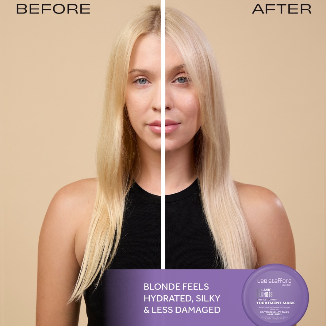 Sada na starostlivosť o vlasy Lee Stafford Bleach Blondes Purple tónovacia maska - 200 ml