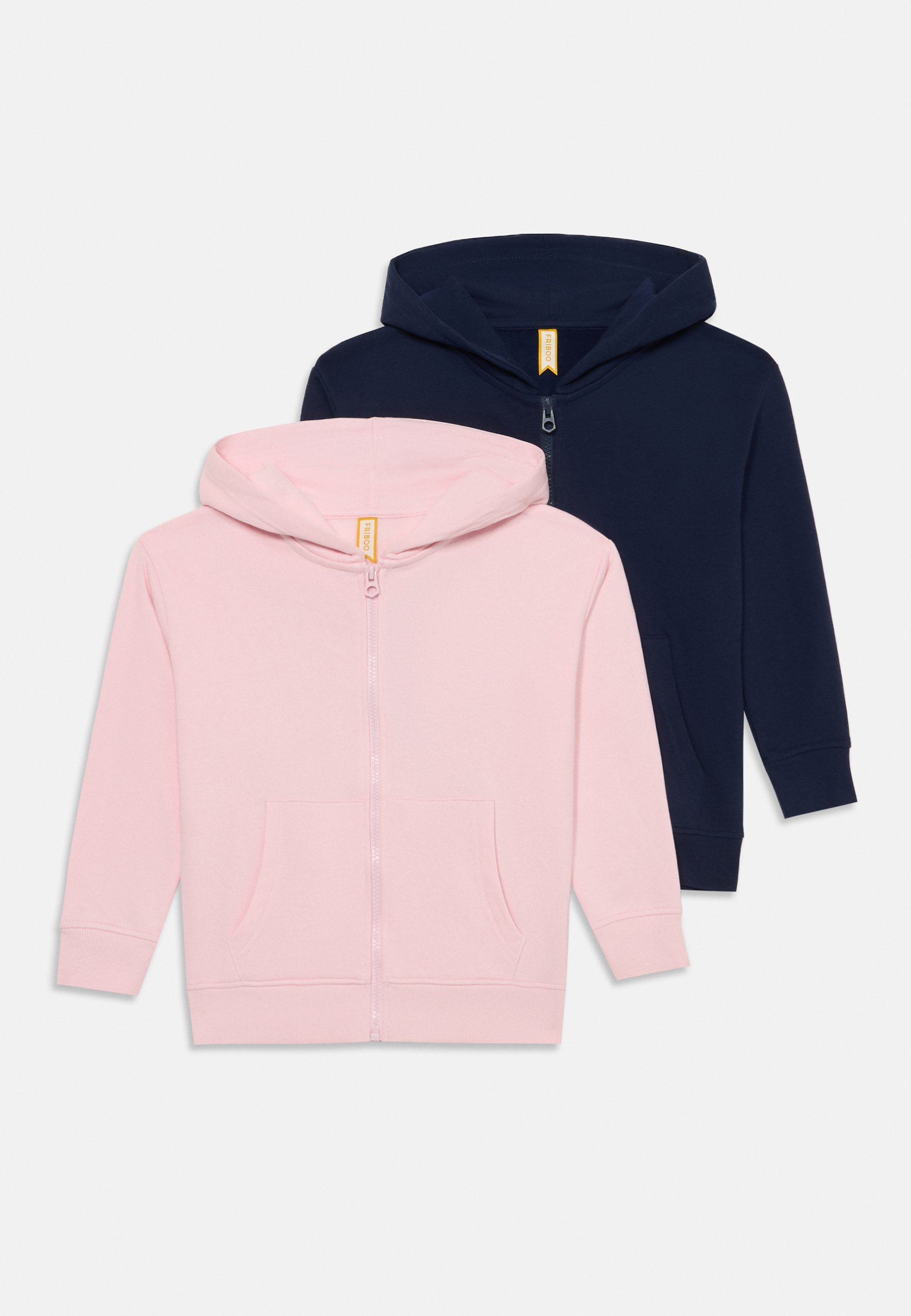 Lot de 2 sweats à capuche zippés unisexes Friboo - Bleu foncé/rose clair