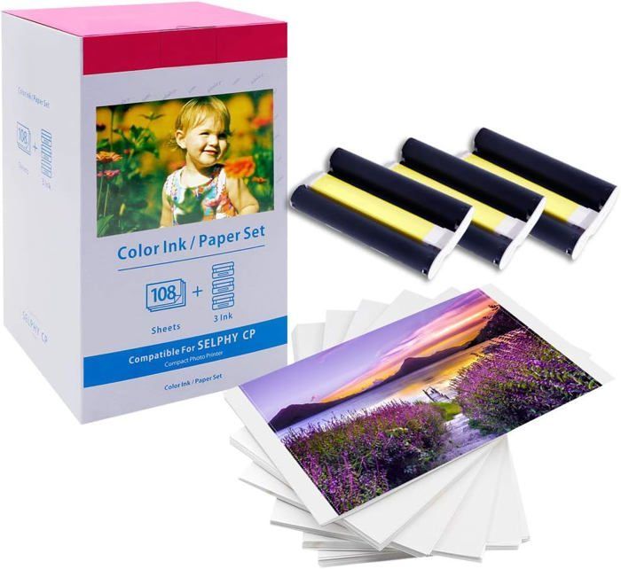 Rechange Pour Canon Selphy Cp1500 Papier Photo Kp-108In 3115B001(Aa) Cartouche Et Papier, Compatible Avec Selphy Cp Cp1500 Cp1300