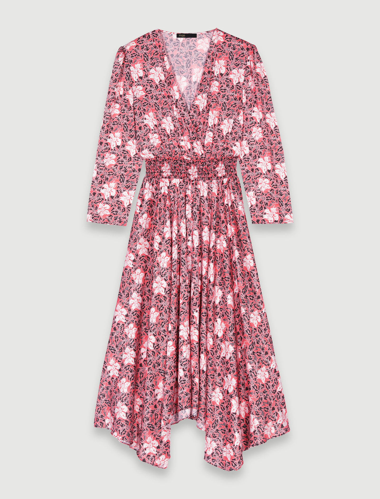rochie lungă florală-Imprimé fleurs rouge