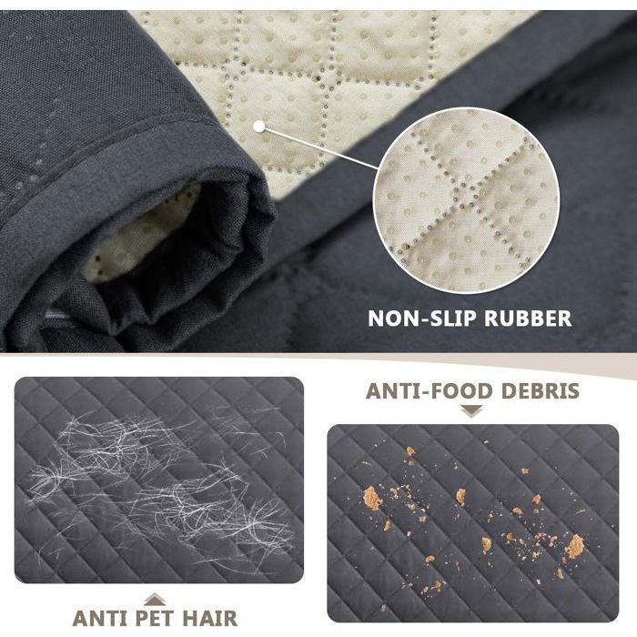Funda para sofá de 3 plazas de 170 cm, impermeable, con reposabrazos, reversible, protectora, antideslizante, con bolsillos, color gris.