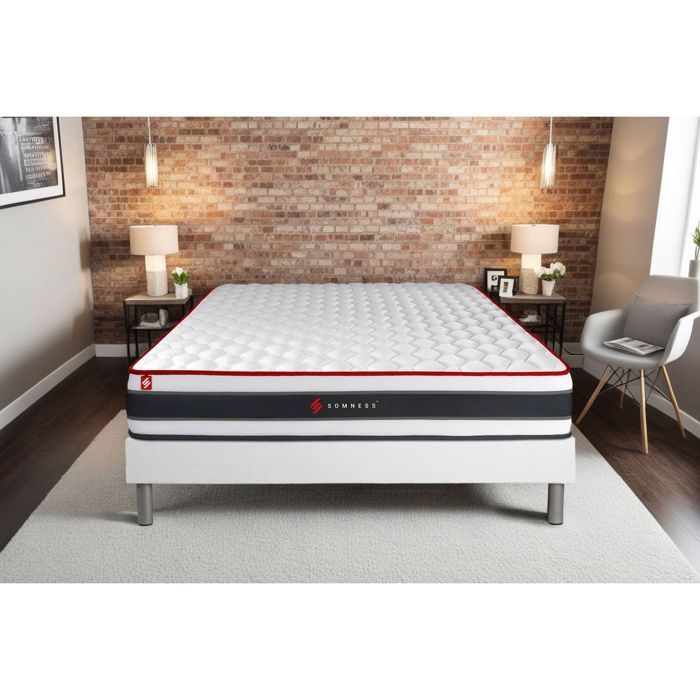 Bed base and mattress set - ENERGY - 90x200 cm - Memory foam - Pocket springs - Firm comfort