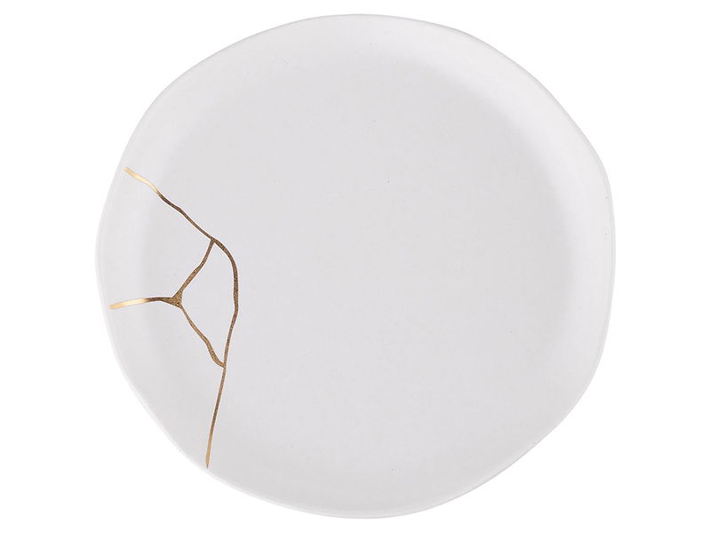 Talerz deserowy Magnific porcelanowy biało-złoty
