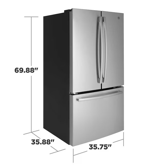 Réfrigérateur GE à portes françaises de 27 pi³ avec machine à glaçons (acier inoxydable anti-traces de doigts) ENERGY STAR
