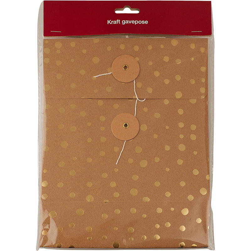 Sacchetto regalo 25,5x11 cm con carta kraft oro e argento