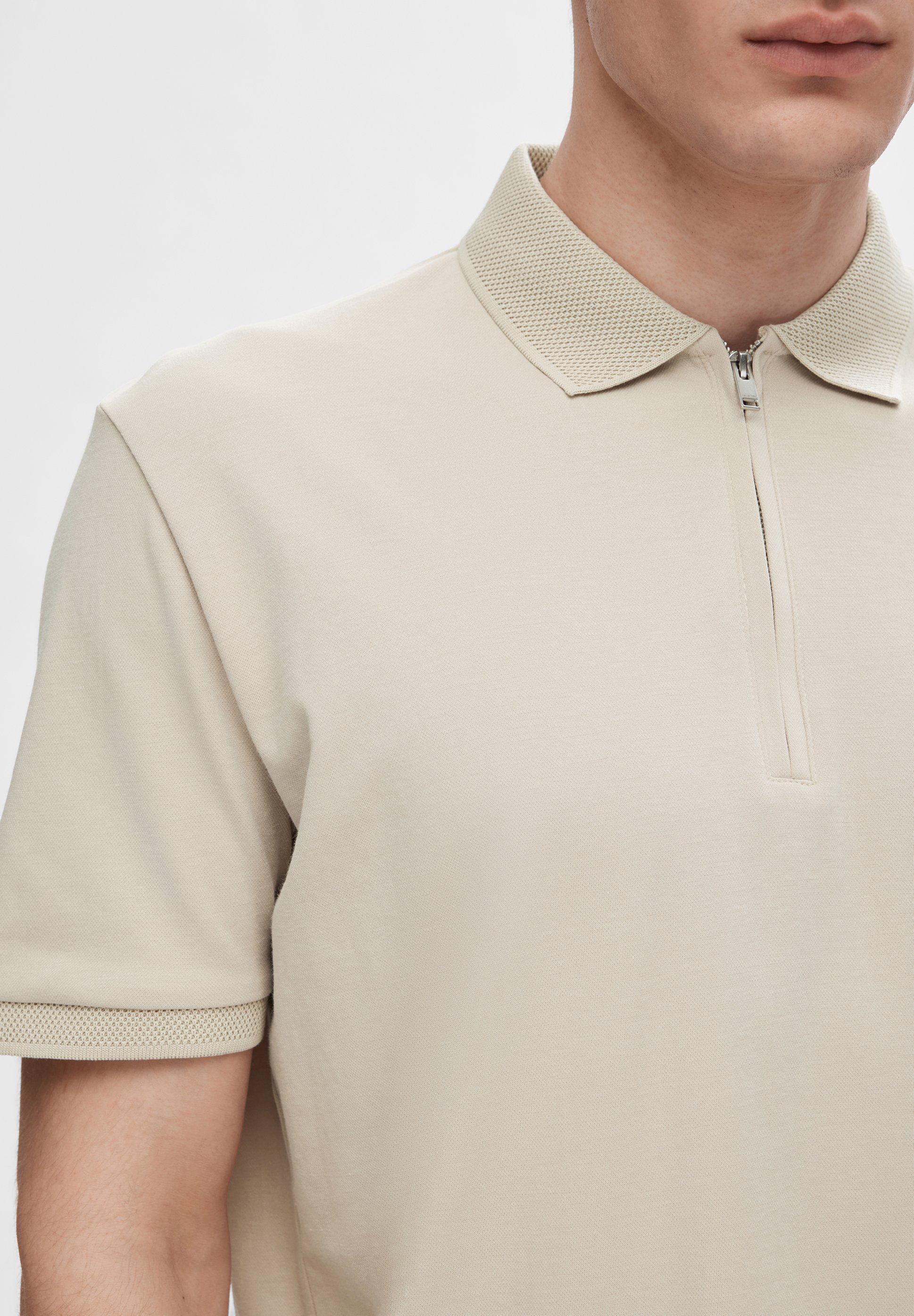 Selected Homme SLHFAVE ZIP - Polo shirt - havermout