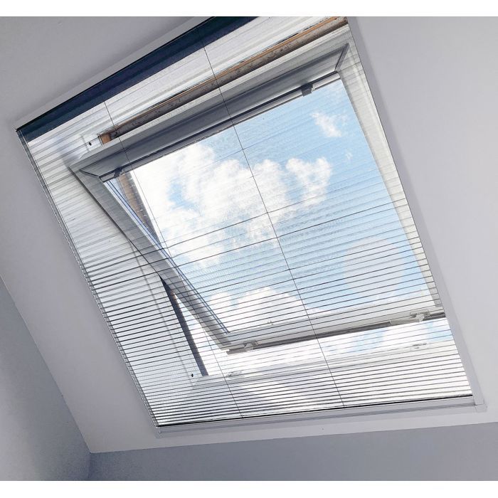 Cortina mosquiteira plissada para janelas de telhado Velux, 80 x 160 cm - Fácil de instalar - Acessórios de fixação incluídos
