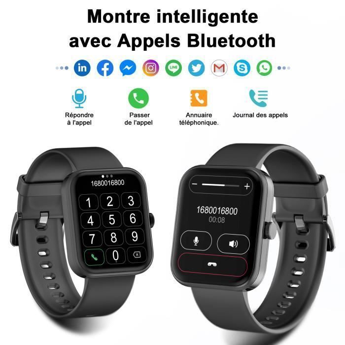 Blackview Smartwatch voor mannen en vrouwen met Bluetooth-bellen, 1,83 inch sport-smartwatch, muziekspeler, SpO2-monitor, slaaptracker, weertracker, compatibel met Android/iOS