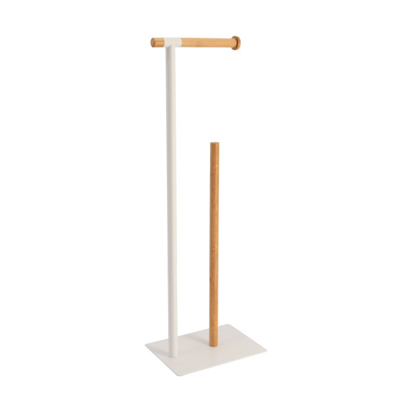 Stojak na Papier Toaletowy Bamboo Metal Bambus 69,5x22x16 cm Biały