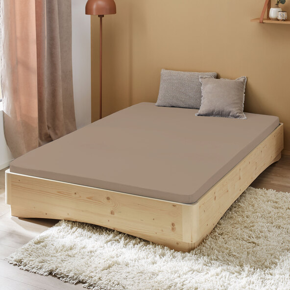Jersey Spannbetttuch, 140-160 x 200 cm, beige