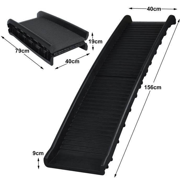 Rampa plegable para perros - XMTECH - Antideslizante - 156 x 40 x 9 cm - Carga máxima 90 kg