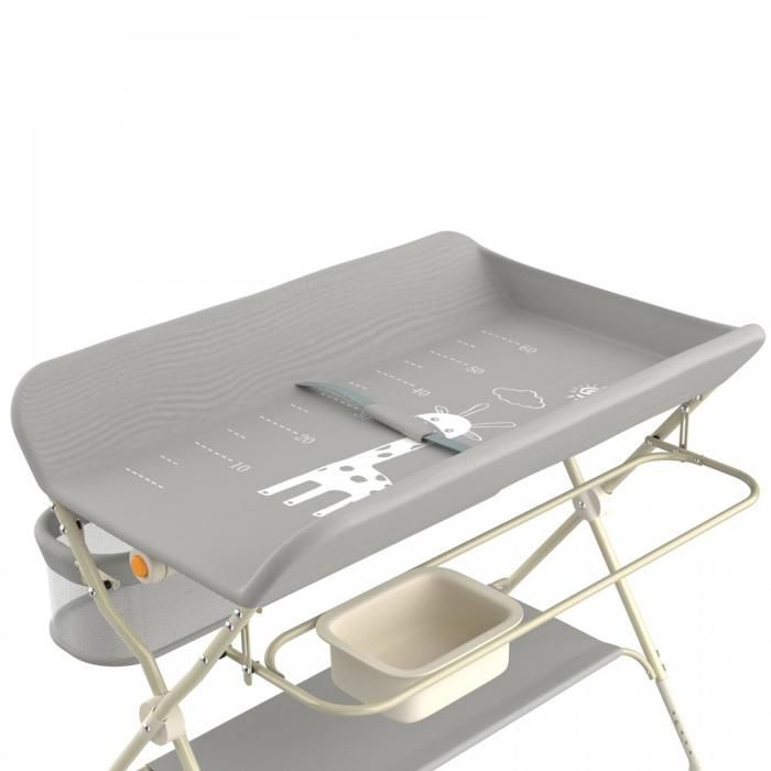 B.LIVEM Folding Changing Table, Changing Surface with Side Basket and Hanging Rail, Adjustable Height, with Wheels