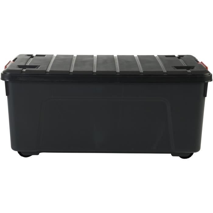 IRIS OHYAMA Juego de 3 cajas de almacenamiento DIY - Store It All - 75 L - Negro y rojo - 78 x 39,5 x 35 cm