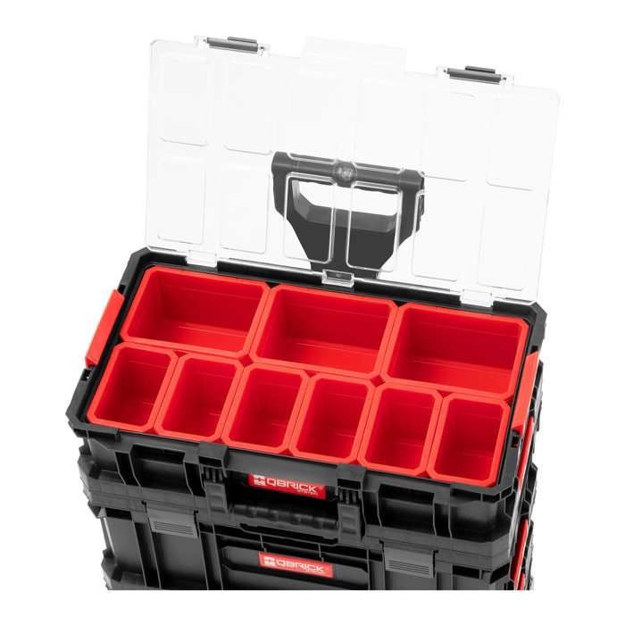 Kit de caisse à outils - Qbrick System - Bac 100 Flex - 6-en-1 - Sur roulettes - Noir