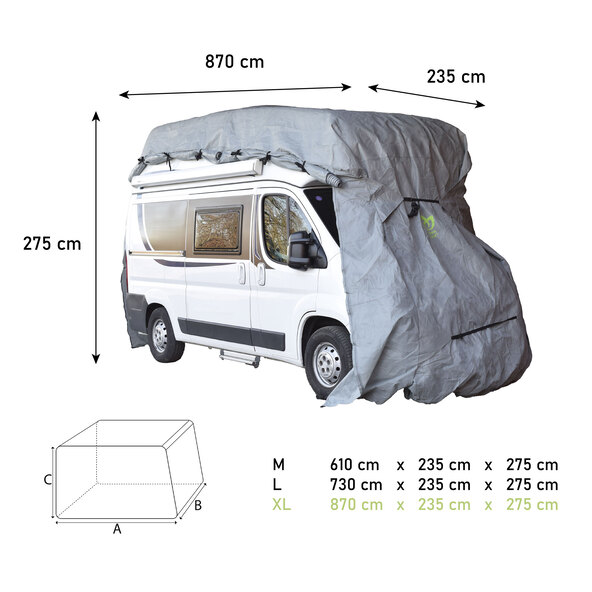 Motorhome cover XL, 870 x 235 x 275 cm