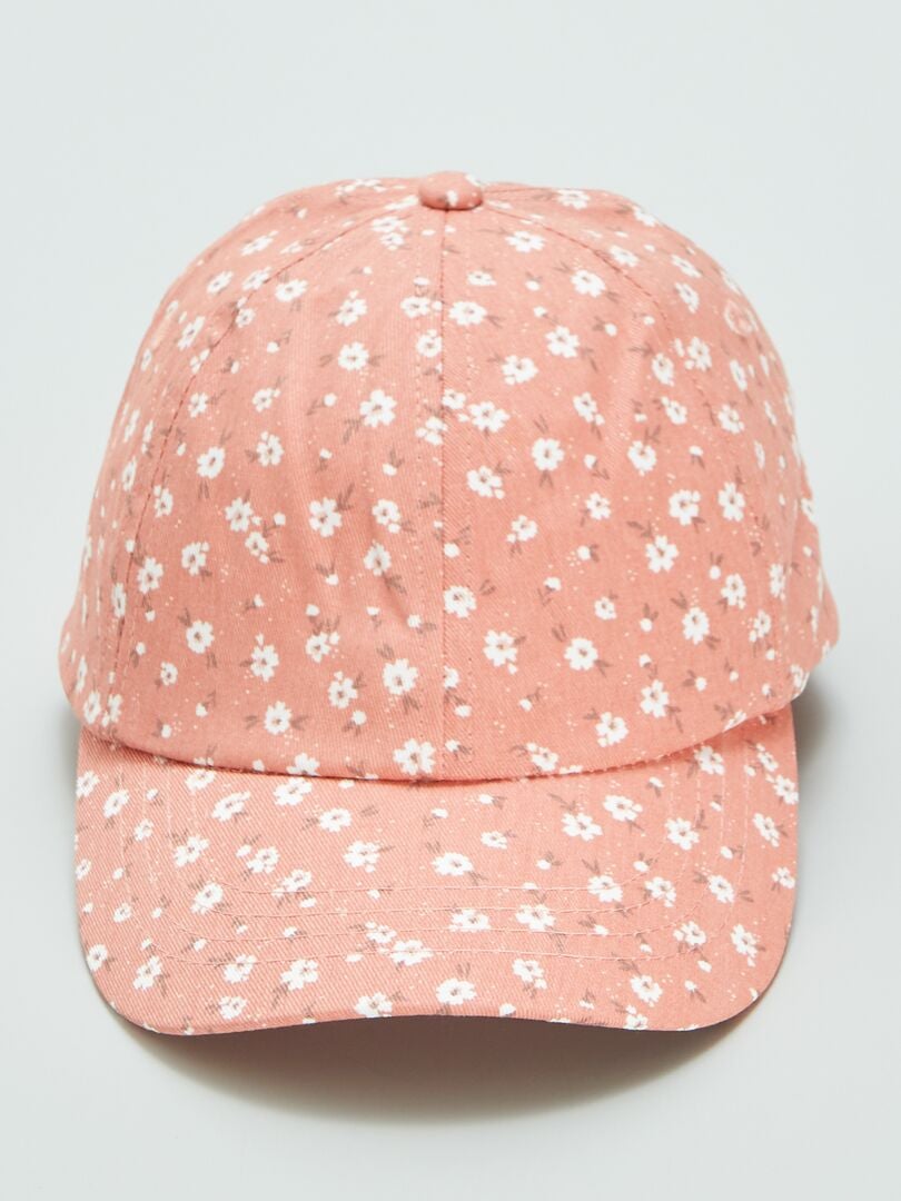 Katoenen hoed met bloemenprint - ROZE